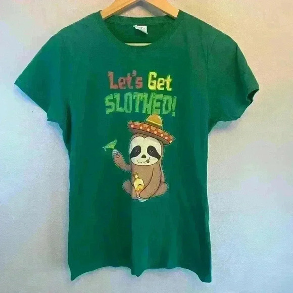 Cinco De Mayo‎ Fiesta Sloth Kelly Green Size Small Party Holiday Brunch Drinks - Picture 1 of 11